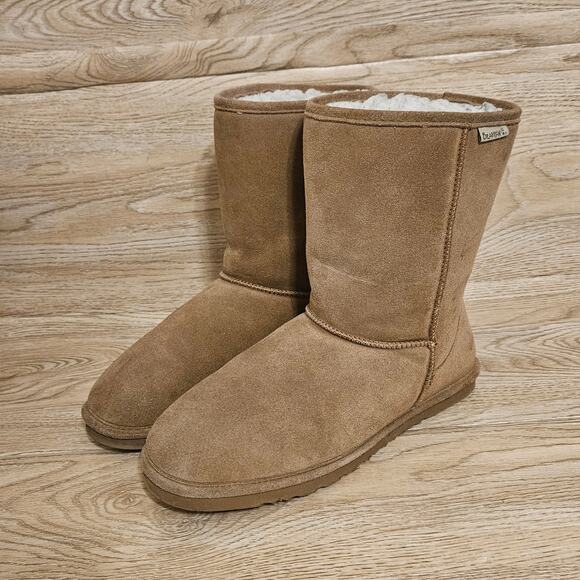 BEARPAW Boots Pull On Shearling Fleece-Lined Winter Suede Tan Brown Mens Size 13 - Picture 1 of 8